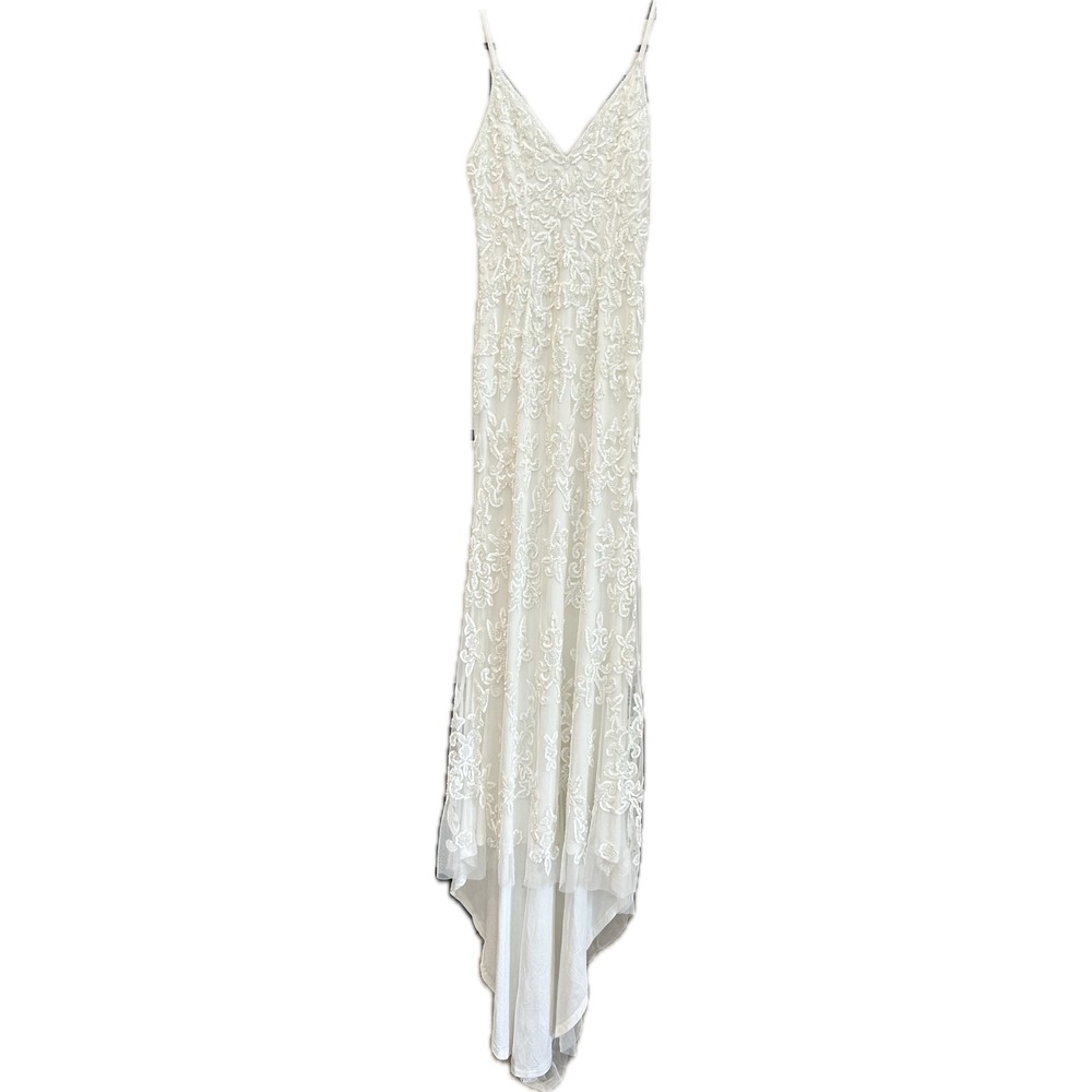 Lulus Everlasting Passion White Sequin Beaded Backless Maxi Dress Bridal Small